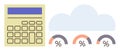 Calculator, Cloud Computing, and Performance Metrics ion for Data Analysis and Financial Concepts Royalty Free Stock Photo