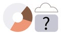 Data Analysis and Cloud Computing with Pie Chart and Question Mark Symbol Royalty Free Stock Photo