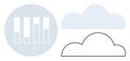Data Analysis and Cloud Computing Icon Set with Graph Bars and Cloud Outline Royalty Free Stock Photo