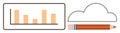Data Analysis and Cloud Storage Concept with Bar Graph and Pencil Icon Royalty Free Stock Photo