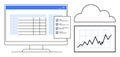 Data Analysis and Cloud Storage Concept with Graphs and Checklists on Computer Screen Royalty Free Stock Photo