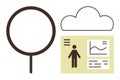 Data Analysis and Cloud Storage Concept with Magnifying Glass and Graphical Elements Royalty Free Stock Photo