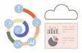 Data Analysis and Cloud Storage Integration with Graphs and Circular Progress Indicators Royalty Free Stock Photo