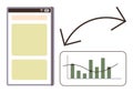 Smartphone Interface and Data Analytics Chart with Arrows Digital Communication and Analysis Royalty Free Stock Photo