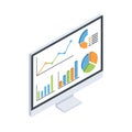 Data Analysis on Computer Charts, Graphs, and Business Analytics Royalty Free Stock Photo