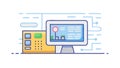 Data Analysis on Computer Monitor, vector design Generative AI Royalty Free Stock Photo