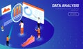 Data analysis concept based web template design with isometric i Royalty Free Stock Photo