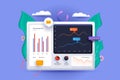 Data analysis concept 3D illustration. Icon composition