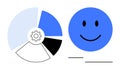 Data Analysis and User Satisfaction Concept Pie Chart and happy Face Royalty Free Stock Photo