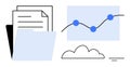Data Analysis and Digital File Storage Concept with Graph, Folder, Files, and Cloud Symbols Royalty Free Stock Photo
