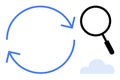 Circular Process Flow and Magnifying Glass with Cloud Element for Data Search and Analysis Royalty Free Stock Photo