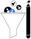 Data Filtering Process and Idea Generation Symbol with Funnel and Objects Royalty Free Stock Photo