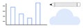 Data Visualization with Bar Graph, Pencil, and Cloud Symbol for Analysis and Creativity Concepts Royalty Free Stock Photo