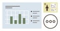 Data Analysis Dashboard with Bar Chart, User Insights, and Interface Elements Royalty Free Stock Photo