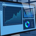 Data Analysis Dashboard on Computer Screen Royalty Free Stock Photo