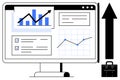 Data Analysis Dashboard Displaying Graphs and Charts with Growth Symbol Royalty Free Stock Photo