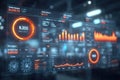 Data analysis dashboard displaying interactive metrics and visualizations for performance monitoring Royalty Free Stock Photo