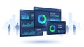 Data Analysis Dashboard Displays on Multiple Screens Royalty Free Stock Photo
