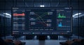 Data analysis dashboard displays realtime network statistics and resource utilization metrics Royalty Free Stock Photo