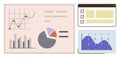 Data Analysis Dashboard Featuring Graphs, Pie Chart, and Checklist Interface for Business Insights Royalty Free Stock Photo