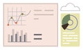 Data Analysis Dashboard with Graphs, Bar Chart, Pie Chart, and Cloud Storage Concept Royalty Free Stock Photo