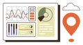 Data Analysis Dashboard with Graphs, Charts, and Map Marker for Insights and Location Tracking Royalty Free Stock Photo