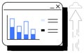 Data Analysis Dashboard with Graphs and Cloud Upload Arrow Symbolizing Progress and Growth Royalty Free Stock Photo
