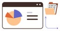 Data Analysis Dashboard with Pie Chart and File Folder Containing Binary Code Royalty Free Stock Photo