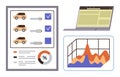 Data Analysis Dashboard with Vehicle Options, Analytics Graph, and Laptop Interface Summary Royalty Free Stock Photo