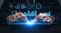 Data Analysis on Digital Tablet with Glowing Screen and Business Intelligence Charts Royalty Free Stock Photo