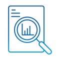 Data analysis, document information chart economy magnifier, gradient blue line icon