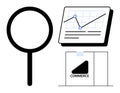 Data Analysis and E-commerce Growth Concept with Graph and Magnifying Glass Royalty Free Stock Photo
