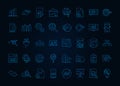 Data analysis, financial business invest marketing report, gradient blue line icons