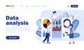 Data analysis flat landing page template with header. Analytics and statistics web banner, homepage design. Financial service Royalty Free Stock Photo