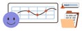 Data Analysis with Graph, happy Face, URL Warning, and Binary File Folder Elements Royalty Free Stock Photo