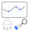 Data Analysis with Graph Trends, Cloud Processing, and Document Organization Royalty Free Stock Photo