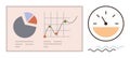 Data Analysis with Graphs, Pie Chart, and Speed-Meter for Performance Metrics Royalty Free Stock Photo