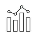 Data analysis icon in line design. data analysis, analytics, chart, bars, line, metrics, insights on white background vector. Data Royalty Free Stock Photo