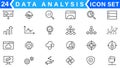 Data analysis icon set. Graphs, statistics, analytics, analysis, big data, growth, chart, research, UI, UX, GUI and more line icon Royalty Free Stock Photo