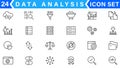 Data analysis icon set. Graphs, statistics, analytics, analysis, big data, growth, chart, research, UI, UX, GUI and more line icon Royalty Free Stock Photo
