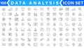 Data analysis icon set. Graphs, statistics, analytics, analysis, big data, growth, chart, research, UI, UX, GUI and more line icon Royalty Free Stock Photo