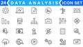 Data analysis icon set. Graphs, statistics, analytics, analysis, big data, growth, chart, research, UI, UX, GUI and more line icon Royalty Free Stock Photo