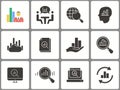 Data analysis icon set. Illustrations isolated on white. Royalty Free Stock Photo