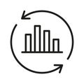Data analysis icon. Statistics cycle symbol. Chart report Vector. Market trend. Royalty Free Stock Photo