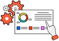 Data analysis, information exploration, web research concept. Business person examines diagram