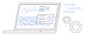 Data Analysis with Interactive Dashboard on Laptop Screen and Functional Automation Tools Royalty Free Stock Photo