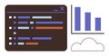 Data Analysis Interface with Bar Chart and Cloud Storage Connection Royalty Free Stock Photo