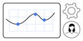 Data Analysis with Line Graph, User Profile, and Settings Gear Icon Royalty Free Stock Photo