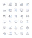 Data analysis line icons collection. Analytics, Statistics, Modeling, Visualization, Interpolation, Segmentation Royalty Free Stock Photo