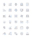 Data analysis line icons collection. Analytics, Statistics, Modeling, Visualization, Interpolation, Segmentation